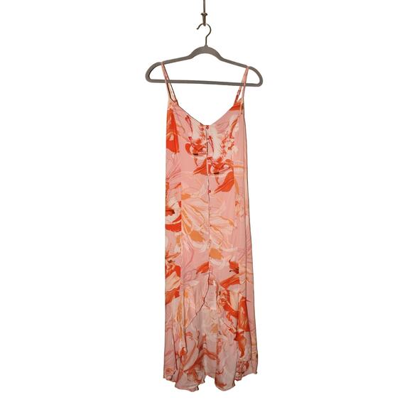 ABEL THE LABEL NEW $178 Flower Bomb Lola High Low Dress Pink Orange Medium - Picture 1 of 3